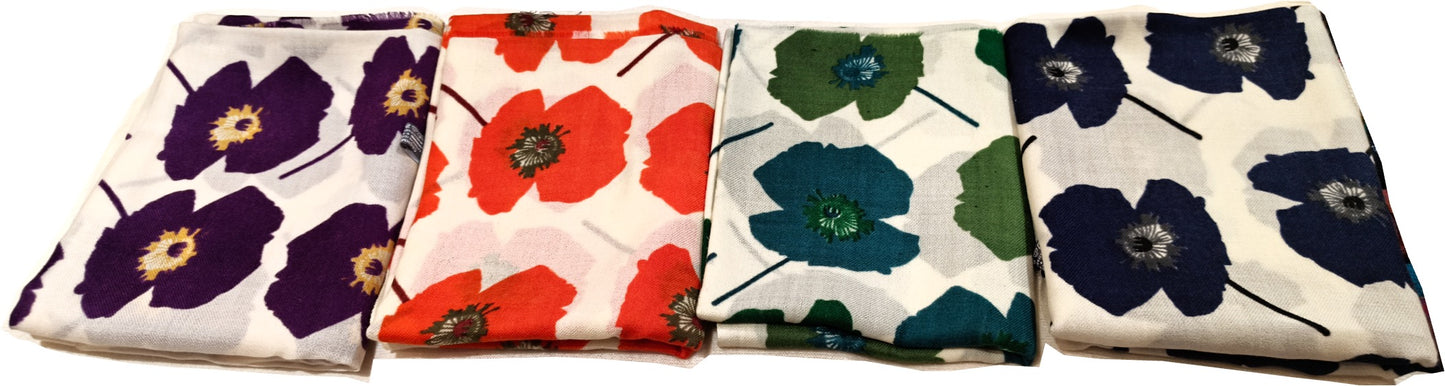 Wild Poppy Wool Scarf