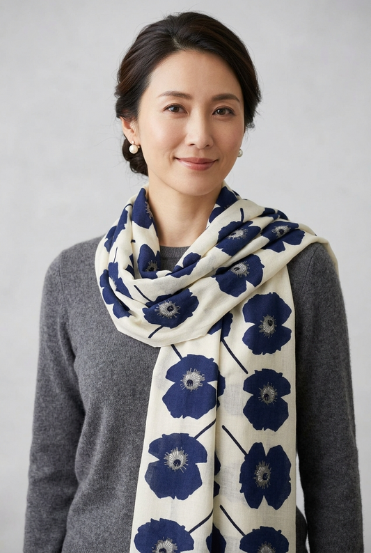 Wild Poppy Wool Scarf