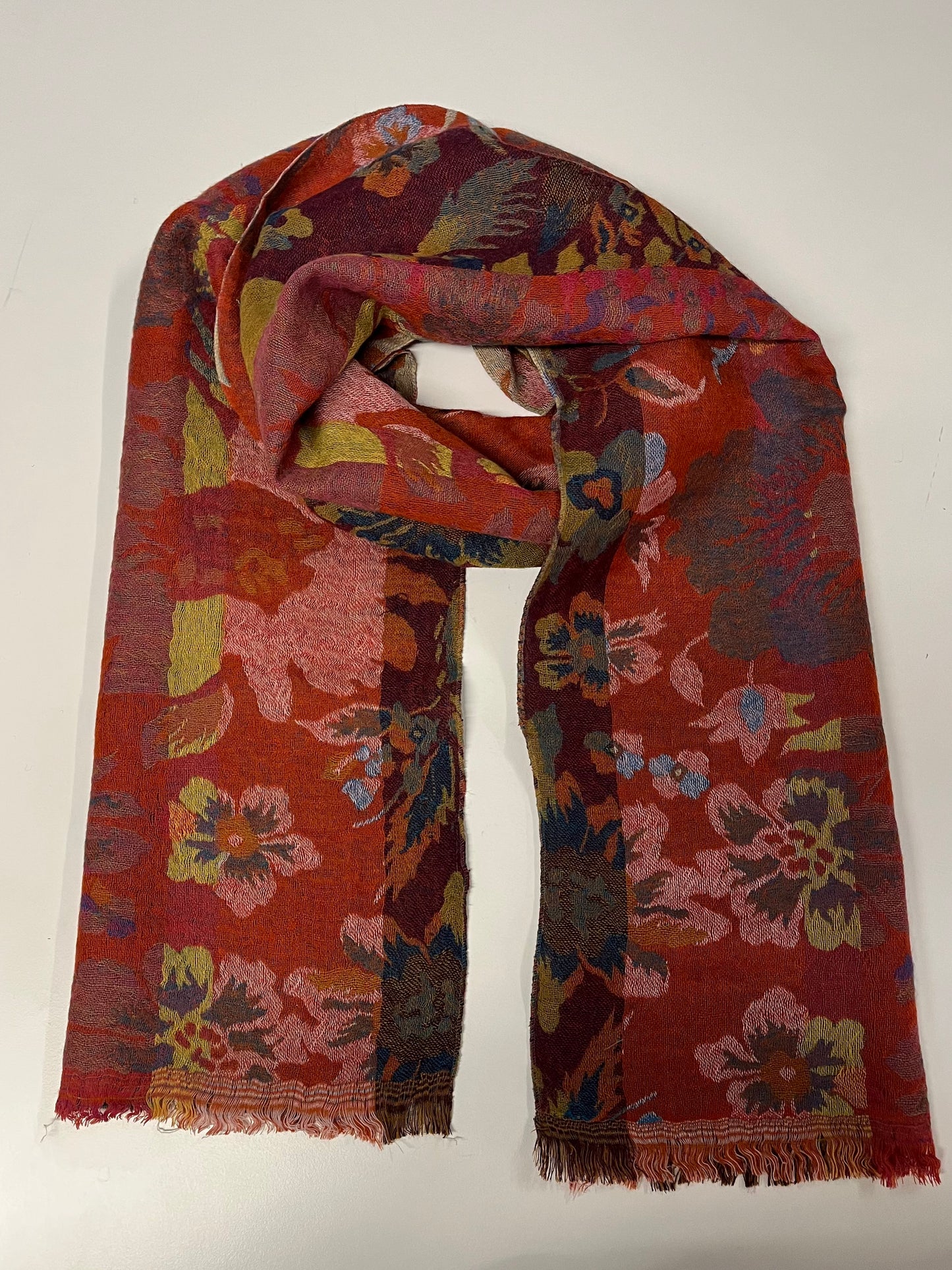 Oriental Flower Wool Shawl